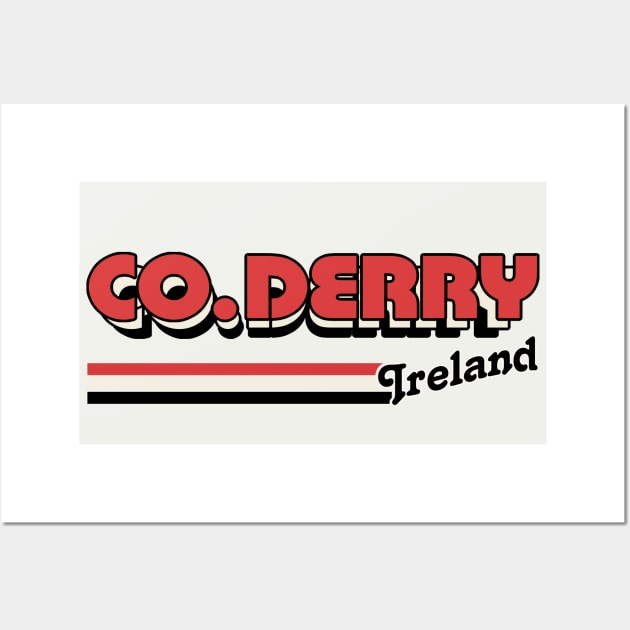 County Derry / Retro Style Irish County Design Wall Art by feck!